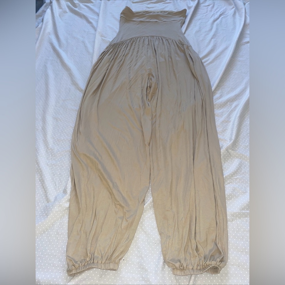 Free People Free-est Mora Drop Waist One Piece Jumpsuit Taupe Size S New Pockets - Picture 12 of 12